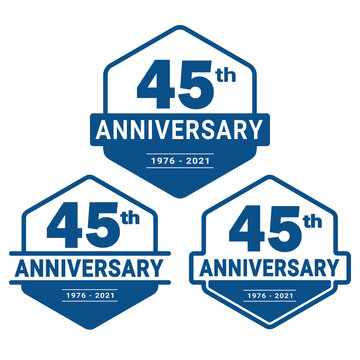 45 years anniversary celebration logotype. 45th anniversary logo collection. Set of anniversary design template. Vector and illustration. 