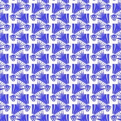 Azure blue white floral linen texture. Seamless textile effect background. Weathered doodle flower dye pattern. Coastal cottage beach home decor. Modern sea life marine fashion repeat cotton cloth.

