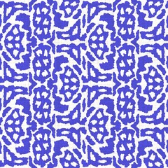 Azure blue white floral linen texture. Seamless textile effect background. Weathered doodle flower dye pattern. Coastal cottage beach home decor. Modern sea life marine fashion repeat cotton cloth.
