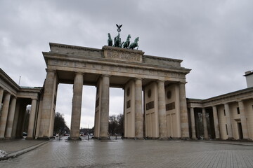 Empty Brandeburger Tor in Berlin, Germany due to the Covid-19 Pandemic Lockdown