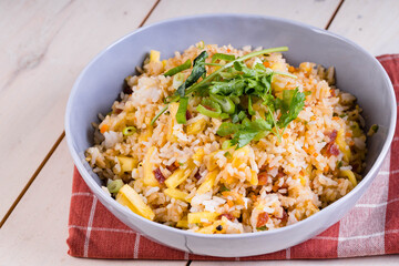delicious homemade  pineapple fried rice 