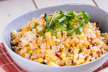 delicious homemade  pineapple fried rice 