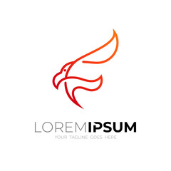 Obraz premium F logo and eagle with line design illustration, Falcon icons, Letter F logos