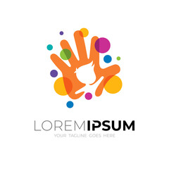 Kids logo with people hand design charity , babble colorful icons