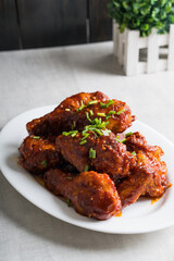 Korean yangnam crispy fried chicken with spring onion