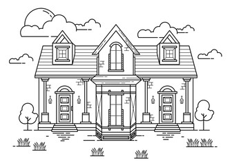 House Building Outline Design for Drawing Book Style two