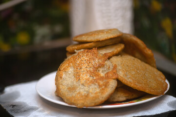 Potato pancakes or latke traditional homemade fried vegetable food recipe. Healthy organic vegan food