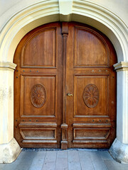 Wooden door in Old Town of Bratislava 