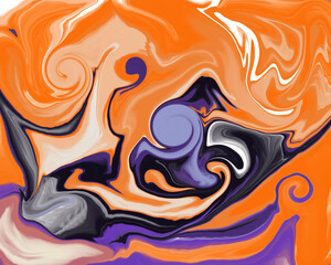 Background of orange, purple, black and white swirls with the effect of stormy clouds