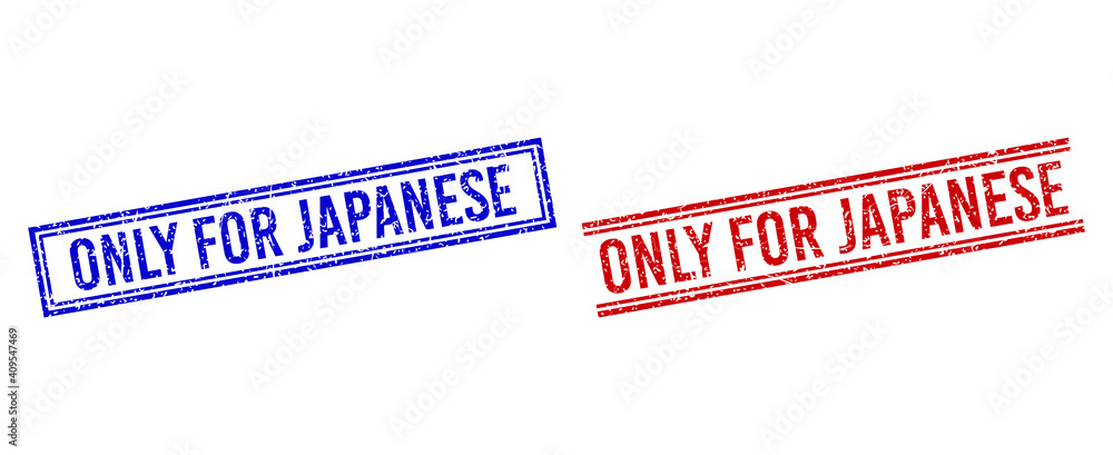 Poster only for japanese rubber watermarks with grunge style. vectors designed with double lines, in blue a
