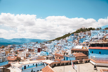 Obraz premium Chefchaouen Morocco Blue and White City on a Hill