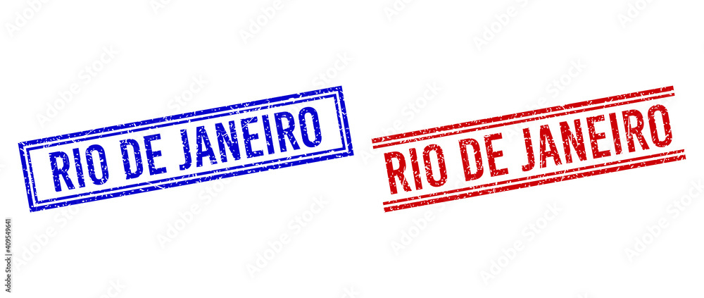 Poster rio de janeiro stamp seal imprints with grunge style. vectors designed with double lines, in blue an