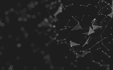 Abstract background. Molecules technology with polygonal shapes, connecting dots and lines. Connection structure. Big data visualization.