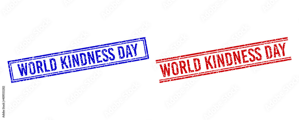 Poster world kindness day rubber watermarks with grunge effect. vectors designed with double lines, in blue