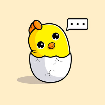 Cute chicks confused vector mascot illustration