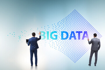 Fototapeta premium Concept of big data and data mining with businessman