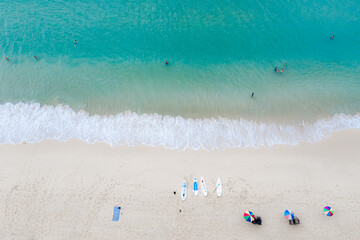 Fototapeta na wymiar surin beach travel destination aerial top view