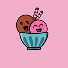 twin ice cream in a bowl