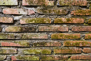Red grunge brick wall, abstract background texture with old dirty and vintage style pattern