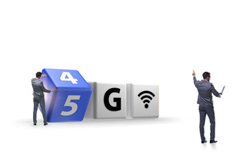 Businessman in transition from 4G to 5G