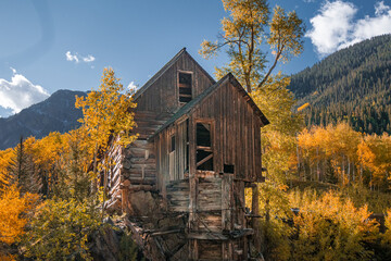 Crystal Mill in Marble, Colorado surrounded by fall foliage