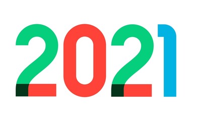 Concept design of the year 2021 on white background