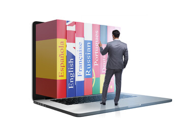 Online language learning with businessman