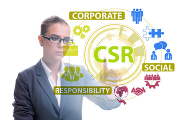 Concept of CSR - corporate social responsibility with businesswo