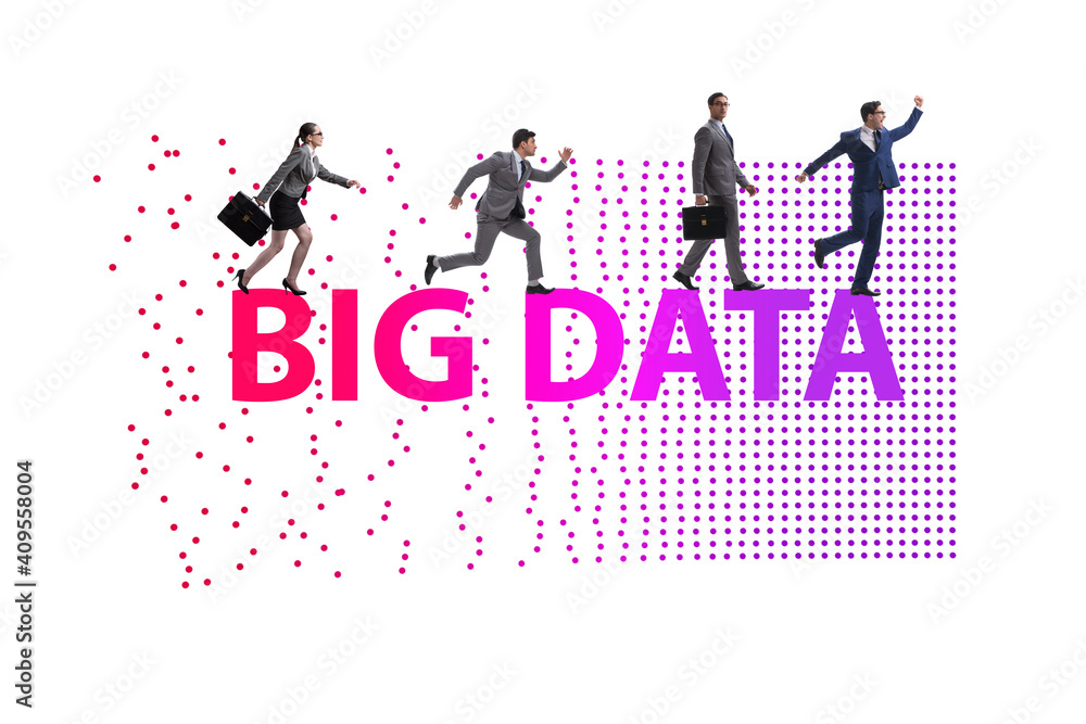 Poster concept of big data and data mining with business people