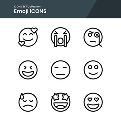 icons set of emoji cry, love, detective and many more with outline vector style. perfect use for web pattern design etc.