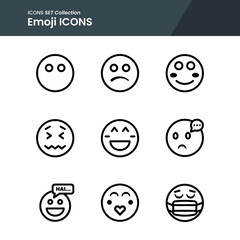 icons set of emoji mask, toxic, love and many more with outline vector style. perfect use for web pattern design etc.