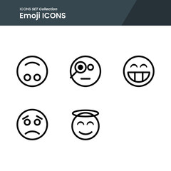 icons set of emoji zoom, laugh, angel and many more with outline vector style. perfect use for web pattern design etc.