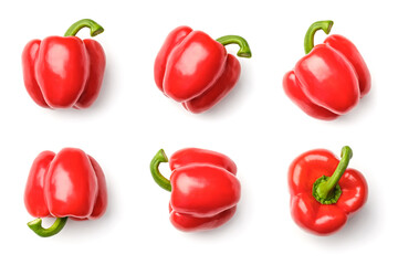 Collection of peppers isolated on white background