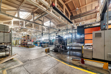 The interior of the metalworking shop.