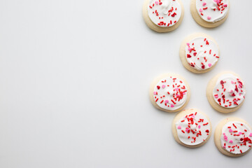 pink and white frosted cookies