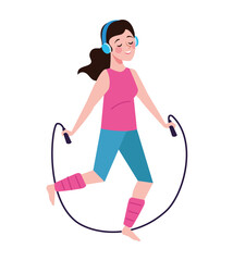 woman jumping rope character healthy lifestyle