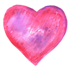 Hand painted Watercolor Heart, Valentines Day Watercolor Heart, Isolated watercolor heart