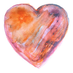 Hand painted Watercolor Heart, Valentines Day Watercolor Heart, Isolated watercolor heart