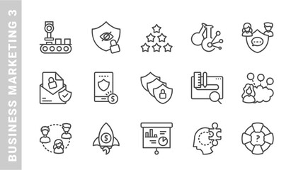 business marketing 3, elements of business marketing icon set. Outline Style. each icon made in 64x64 pixel