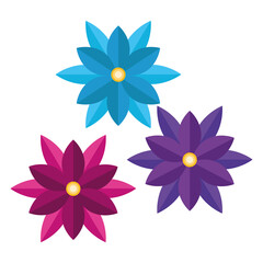 Fototapeta na wymiar bundle of three flowers colors icons