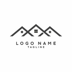 Fototapeta premium Black grey house real estate logo design