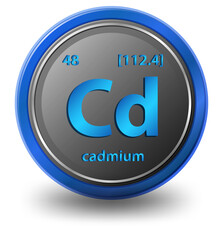 Cadmium chemical element. Chemical symbol with atomic number and atomic mass.