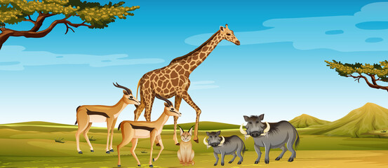 Gruppe wilder afrikanischer Tiere in der Zooszene © blueringmedia