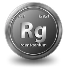 Roentgenium chemical element. Chemical symbol with atomic number and atomic mass.