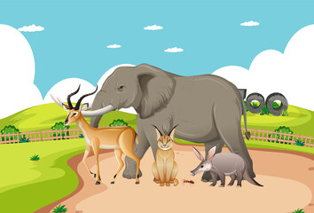 Gruppe wilder afrikanischer Tiere in der Zooszene © blueringmedia