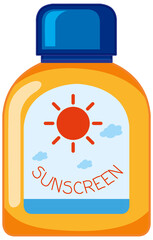 A bottle of sunscreen on white background