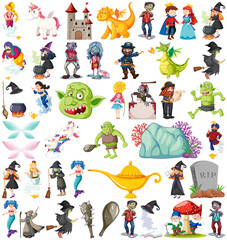 Set of fairy tale cartoon character