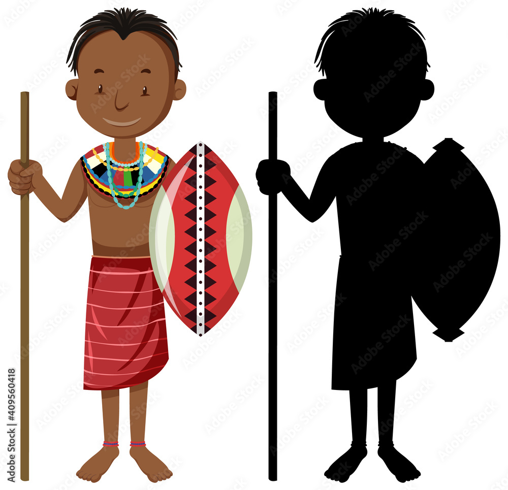 Canvas Prints Set of people of African tribes character with its silhouette