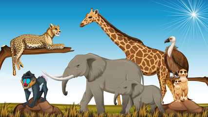 Gruppe wilder afrikanischer Tiere in der Zooszene © blueringmedia
