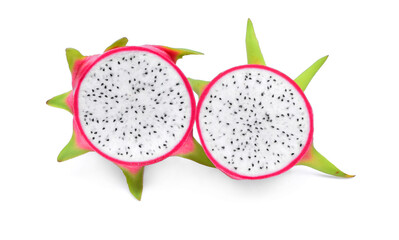 Half of white dragon fruit isolated on white background